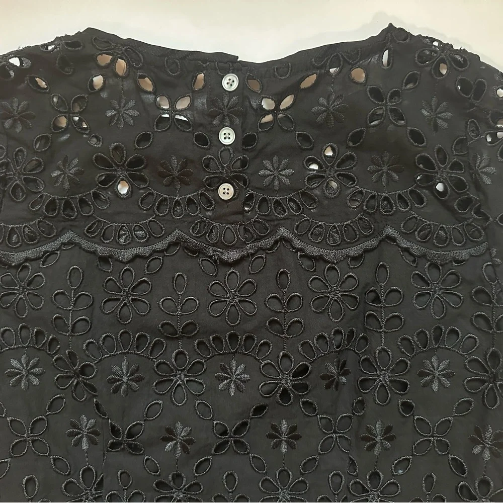 J.Crew Bell-sleeve Dress in Embroidered Eyelet size 2 black